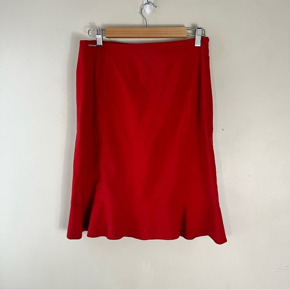 Valentino Jeans Red Ruffle Hem Skirt Size Medium